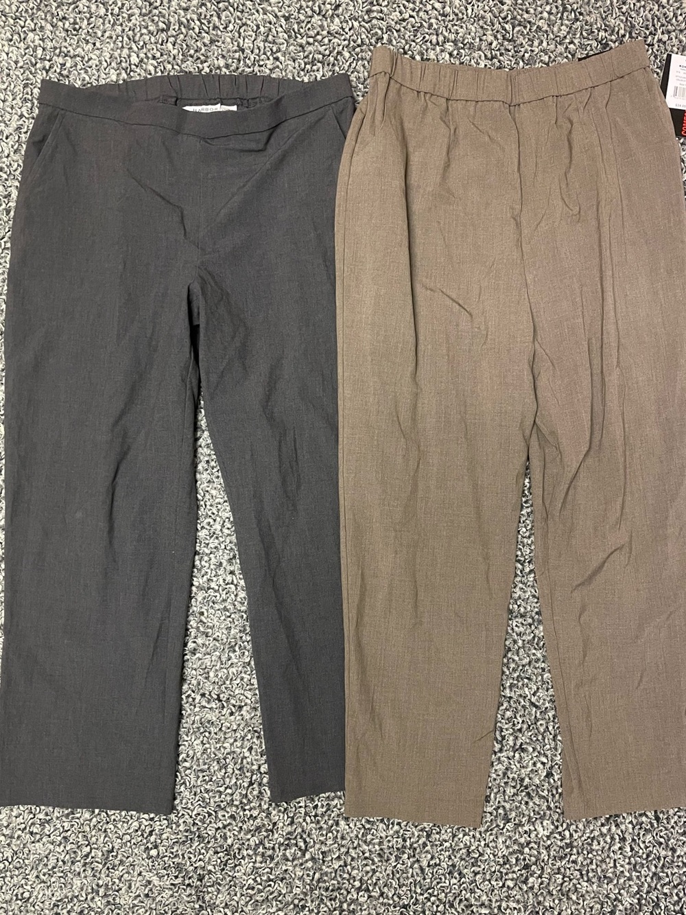 Women’s Straight-Leg Pants in Charcoal Gray and Taupe